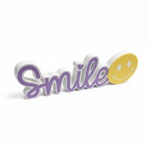 3D "Smile" Wooden Letter Sign Purple Yellow Home Decor Multicolor